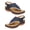 Dark Blue, variant on huanledash Women Sandals Open Toe Strap Wedges Solid All Match Flip Flop Type Faux Leather Retro Anti-slip Roman Sandals for Beach