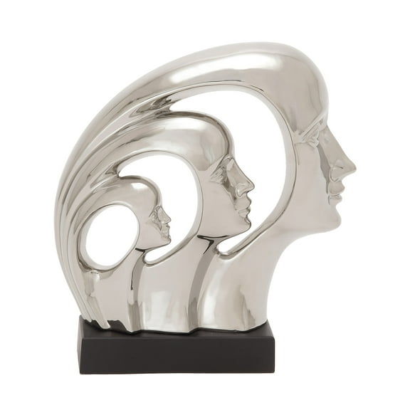 11" x 12" Silver Porcelain Face Sculpture, by DecMode