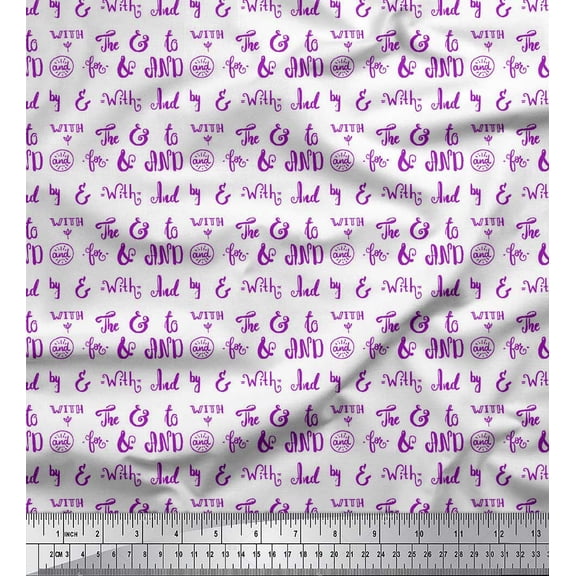 Soimoi Purple Poly Georgette Fabric To The End Text Print Fabric by the Yard 42 Inch Wide