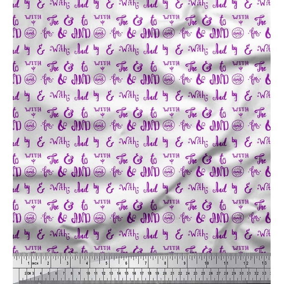 Soimoi Purple Heavy Satin Fabric To The End Text Decor Fabric Printed Yard 54 Inch Wide