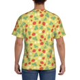 thumbnail image 3 of Bixox Men's Floral Strawberr Printed Short Sleeve Skinny Athletic T-Shirt, 3 of 6