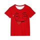 thumbnail image 2 of Blusas y camisas de manga corta con cuello redondo para niños y niñas, color liso, con estampado de expresión linda, manga corta, holgadas y cómodas, blusa para niña, 2 of 6