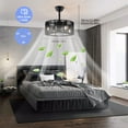 thumbnail image 4 of Fichiouy 18" Industrial Ceiling Fan Lights Farmhouse Cage Fandelier with Remote for Bedroom Black, 4 of 9