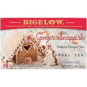Bigelow Ginger Snappish, Caffeine Free, Herbal Tea Bags, 18 Count