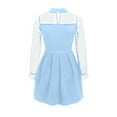 thumbnail image 4 of CAICJ98 Girl's Dresses Contrast Mesh Puff Long Sleeve High Waist A Line Short Dress with Pockets Light Blue,15-16 Years, 4 of 4