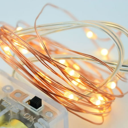 Ghost Light Strand - Fantado 20 Warm White LED Copper Wire Micro Strand Fairy String Lights (6ft, Battery Operated) by PaperLanternStore