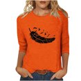 thumbnail image 1 of Dadaria Hauts Femme Chemise Orange Manches 3/4 T-Shirt Col Rond Été Chandail Blouses 2TG, 1 of 4