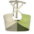 thumbnail image 2 of Woman‘s Contrast Color Camisole Lace-up Halter Midriff-baring Boob Tube Top, 2 of 10
