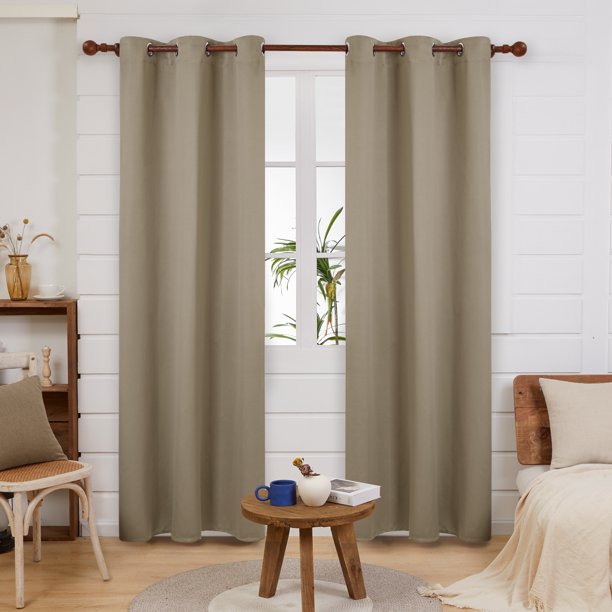 Deconovo Blackout Curtains Thermal Insulated Grommet Solid Curtains for