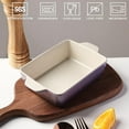 thumbnail image 2 of SWEEJAR Ceramic Baking Dish, Rectangular Small Baking Pan with Double Handles, 22OZ for Cooking, Brownie, Kitchen, 6.5 x 4.9 x 1.8 Inches (Gradient Purple), 2 of 6