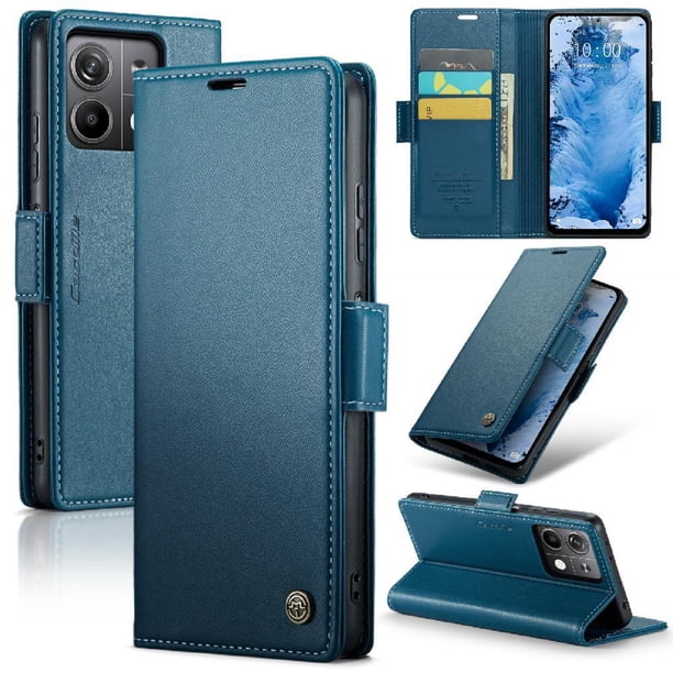 Funda tipo cartera Xiaomi Redmi Note 13 5G con cierre magnético, RFID, tarjetero, soporte, carga inalámbrica