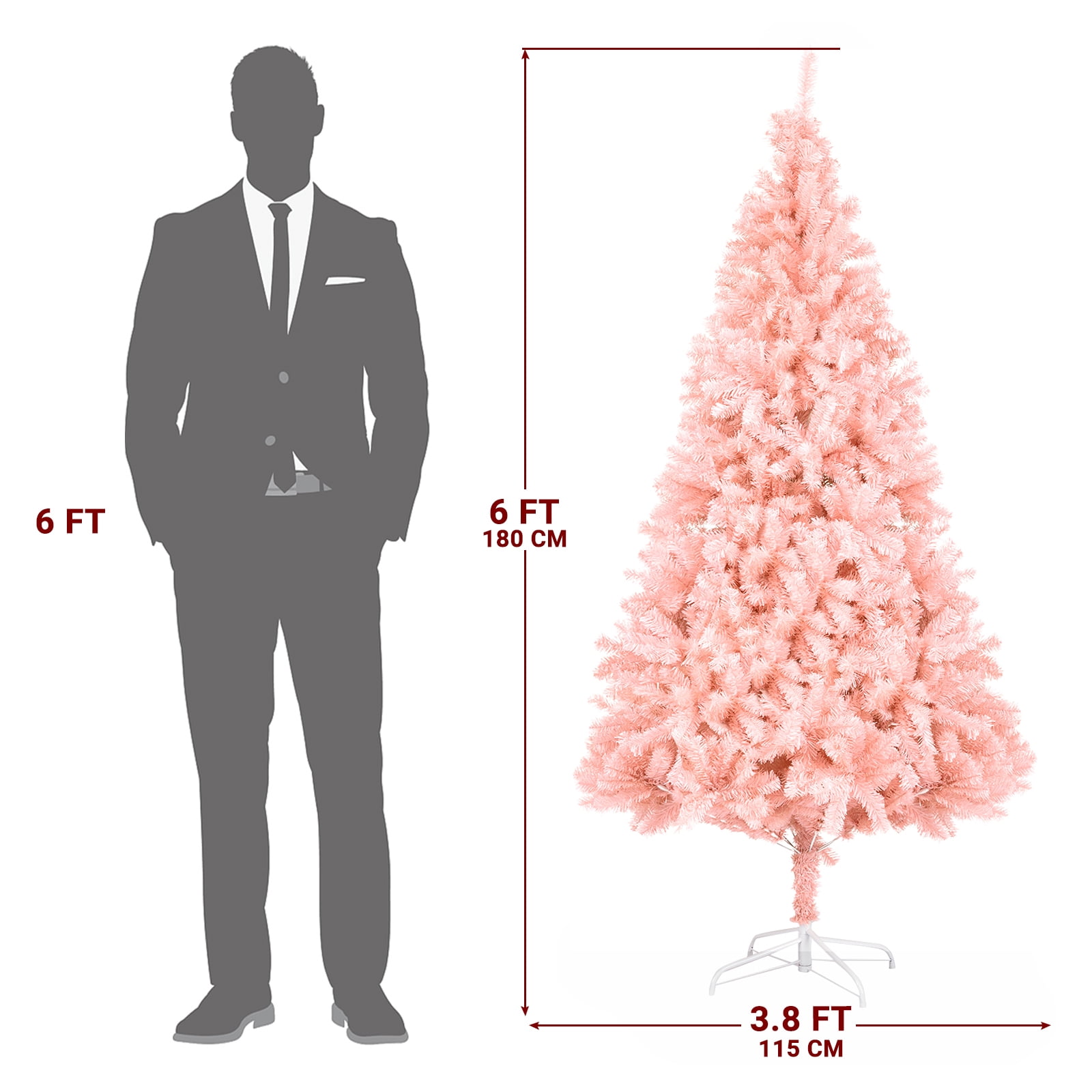 Astoutdoor 6 ft Pink Artificial Christmas Tree with 1000 Branch Tips and Metal Stand