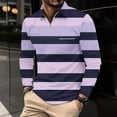thumbnail image 2 of MuZeFu Striped Polo Shirts for Men Long Sleeve mens Casual Striped Printed Zipper T-shirt Shirt Long Sleeved Lapel Top/shirt, 2 of 5