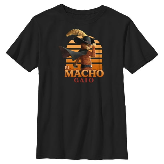 Boy's Puss in Boots: The Last Wish El Macho Gato  Graphic Tee Black X Large