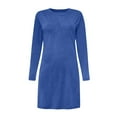 thumbnail image 6 of Ygbgbb Long Sleeve Dress for Women Loose A-Line Midi Dress Loungewear Dresses Solid Crewneck Tunic Tops with Decorative Buttons Blue XL, 6 of 6