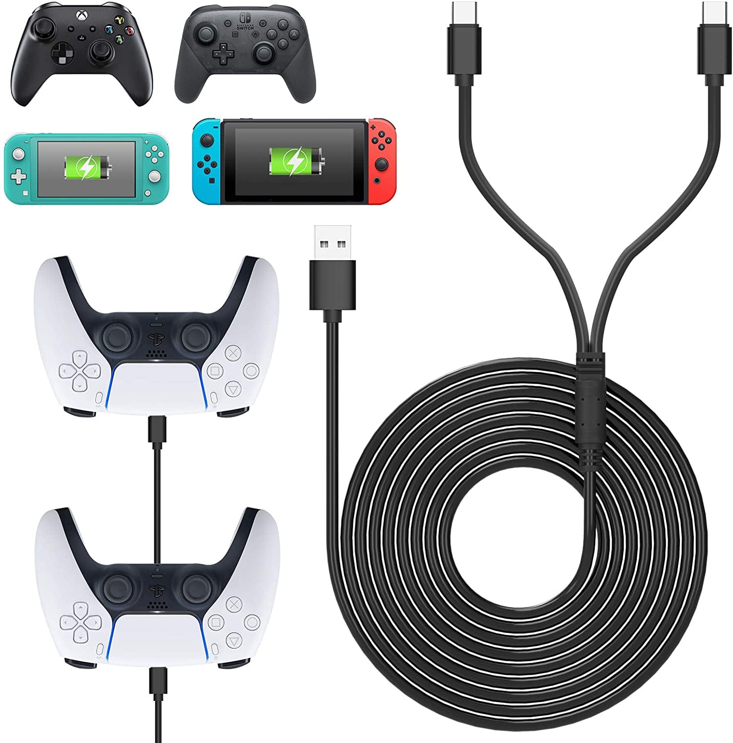 Charging cable Playstation 5 controller compatible USB charging cable PS5 controller 2 metres