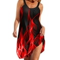 thumbnail image 2 of Aloohaidyvio Summer Dresses for Women 2024,Womens Gradient Flame Print Beach Casual Loose Tank Dress Sleeveless Halter Dresses Red XL, 2 of 6