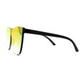 thumbnail image 3 of Womens Panel Lens Oversized Cat Eye Rectangle Plastic Rimless Sunglasses Black Orange Mirror, 3 of 4
