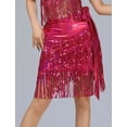 thumbnail image 4 of FEOYA Belly Dance Hip Scarf Womens Latin Dance Hip Scarf Sequins Fringe Triangle Coins Wrap Skirt Hip Scarf for Cha-cha Tango Samba Rave Salsa Rumba Rose Red, 4 of 7