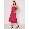 thumbnail image 4 of HERE&NOW Women's Solid Halter Neck Dress Sleeveless Calf Length Deep Neck Flared Solid Casual Georgette Dress, 4 of 7
