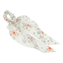 Unique Bargains 1 Pc Grace Ribbon Hair Scrunchies Hair Ties White, Green