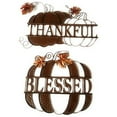 thumbnail image 2 of Fall Decor For Home Harvest Pumpkin Leaves Set of 2 Metal Wall Hangings Blessed & Thankful, 2 of 2