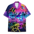 thumbnail image 5 of Retro Neon Color Horse Hawaiian Shirts For Men Kentucky Derby Outfits Mens Hawaiian Shirts Short Sleeve Button Down Shirt Men, 5 of 7