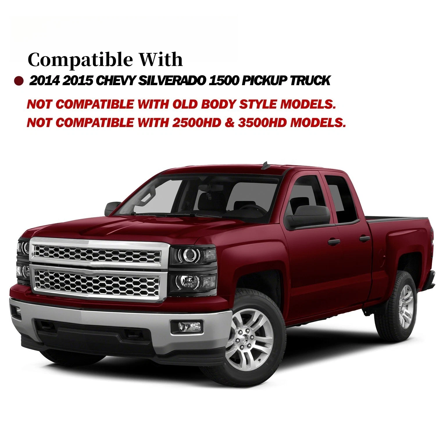 Black Headlights For 2014-2015 Chevy Silverado 1500 Pickup Headlamps LH+RH 14-15