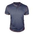 thumbnail image 3 of Mens Tshirt Short Sleeve Crewneck Henley Shirts Basic Dark Blue Tee Shirts with Button Men Casual Shirt, 3 of 4