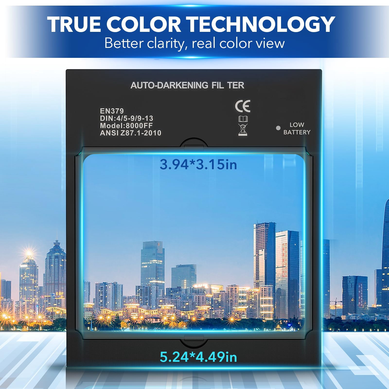 Panoramic View Welding Helmet Auto Darkening Welding Hood True Color 4 Arc Sensor Welding Mask Large Viewing 3.94" x 3.15" Wide Shade 4/5-9/9-13 Weld Helmet for TIG MIG ARC Weld
