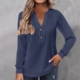 thumbnail image 2 of Towmus Women Ribbed Knit Tops Dressy Long Sleeve Shirts Fall Lightweight Sweatshirt, Navy, M, 2 of 5