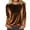 Coffee, variant on Women's 3/4 Sleeve Velvet Shirt - Round Neck Elegant Holiday Blouse
