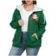 thumbnail image 2 of Sudadera informal con capucha y manga larga para mujer, estilo navideño, de gran tamaño, color liso, con cremallera, capucha y forro polar grueso, chaqueta de manga larga con hombros descubiertos, blu, 2 of 5