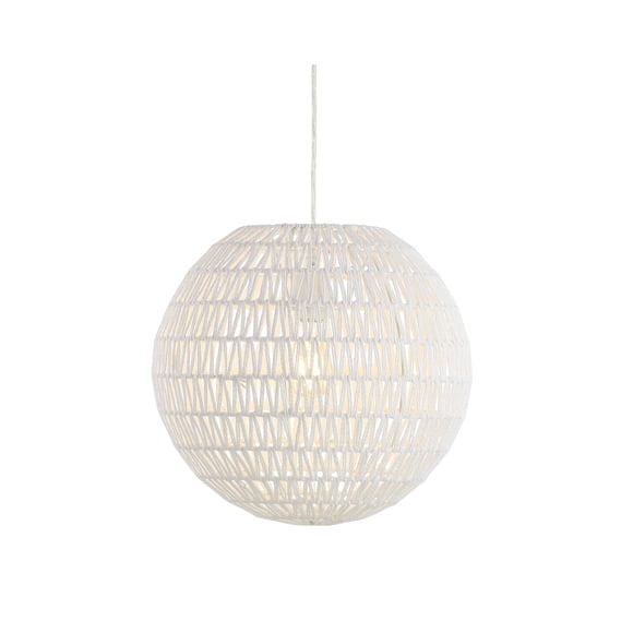 JONATHAN Y JYL6503A Luna 15.7" Woven Rattan Orb LED Pendant Minimalist Modern Contemporary Transitional Bohemian Modern Dimmable