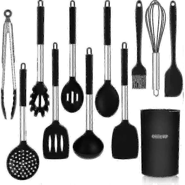 Silicone Cooking Utensils, 12 Pcs Heat Resistant Silicone Utensils, Kitchen Utensil Set For Cooking, Includes Spoon/spatula/storage Jar