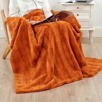 Home Soft Things Stylish Faux Fur Throw Blanket with Micromink Back, Luxury Soft Cozy Plush Fluffy Fuzzy Reversible Thick Warm Throw Blanket, 60x70 inches, Burnt Orange