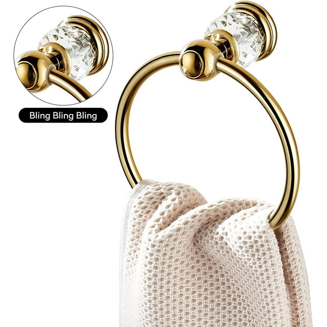 Anillo de toalla de cromo, soporte de toalla de mano de baño de cristal, toallero de plata montado en la pared