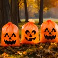 thumbnail image 6 of Joyfy 6 Pcs Halloween Pumpkin Leaf Bags, Plastic Lawn Bags for Yard Fall Leaf Halloween Decorations, Jack o' Lantern Reusable Trash Bag for Party Favor, 6 of 6