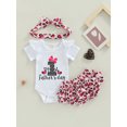 thumbnail image 2 of Kiapeise 3PCS Father's Day Outfit Sets for Baby Girls Short Sleeve Romper Tops Heart Print Shorts Headdress My 1st Father's Day Gifts, 2 of 9