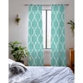 thumbnail image 3 of Blue Green Moroccan Sheer Curtains 63 Inch Length 2 Panels Set for Living Room/Bedroom, Morocco Retro Abstract Quatrefoil Plaid Kitchen Curtains Grommet Curtains Window Treatments 42"x63"x2, 3 of 7