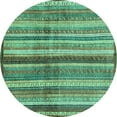 thumbnail image 1 of Ahgly Company Machine Washable Indoor Round Abstract Turquoise Blue Modern Area Rugs, 6' Round, 1 of 4