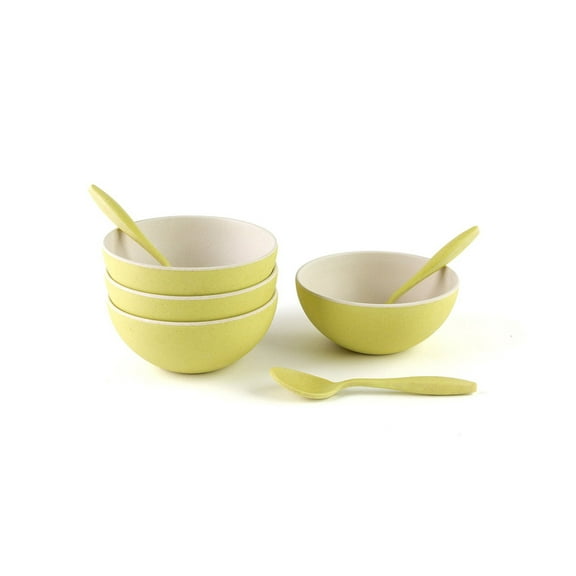 Peterson Housewares Small Bamboo Bowls with Spoons, Set of 4