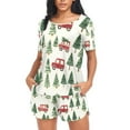 thumbnail image 4 of joogoo Women's Pajama Set Christmas Tree Trucks Short Sleepwear Loungewear with Pockets M, 4 of 7