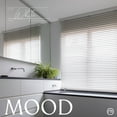thumbnail image 3 of MOOD Architectural Faux Wood Window Blinds | driftwood embossed 2 inch White wooden blinds | 25 inch wide blinds for windows | Custom Made Cordless Blackout | White | 25" Wide x 72" Tall, 3 of 6