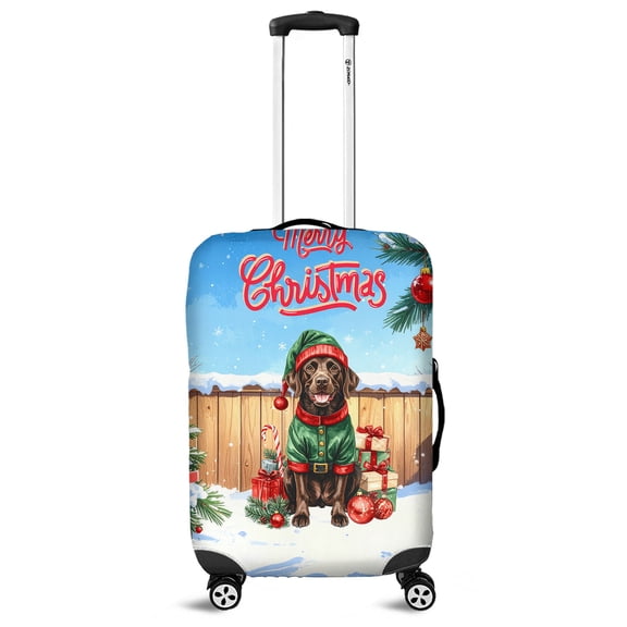 Merry Christmas Woofmas Xmas Noel Chesapeake Bay Retriever Elf Candy Cane Snow Travel Luggage Cover Chessie Dog Lover Suitcase Dust Protective Decor - 13017