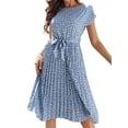 thumbnail image 4 of DYMADE Women Boho Floral Pleated Midi Short Sleeve Dress, 4 of 4