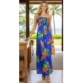 thumbnail image 4 of LA LEELA Women's Beach Casual Slit Maxi Strapless Dresses Summer Tube Dress One Size Navy, Floral, 4 of 5