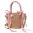 thumbnail image 3 of Bolsos Tejidos para Mujer Bolso Mano Tejido Paja Con Lazo en La Playa (Beige) Azul, 3 of 6