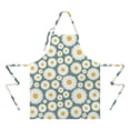 thumbnail image 2 of Teal Daisy Flower Big Blooms Pattern Apron-Garden Aprons for Women with Pockets-Cotton Linen Waterproof Kitchen Cooking Gardening Aprons Adjustable for Kitchen,Cooking,BBQ and Salon 33x27 Inch, 2 of 7