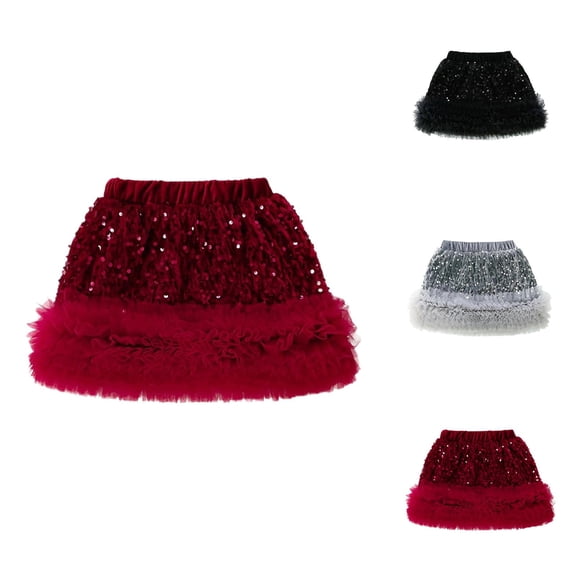 And Shine Girls Tutu Skirt Layered Party Dress With Sequins for Birthday Celebration – Shiny Glitter Tulle, Elastic Waist, Princess Style, Spring Short Skirt, Carnival Costume